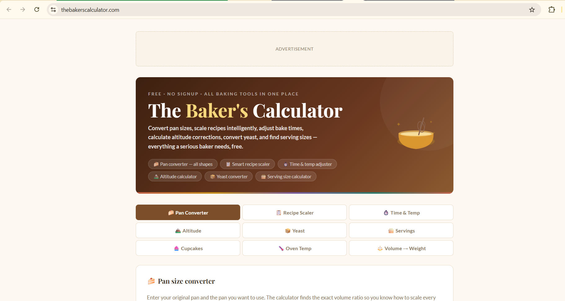 The Baker's Calculator web app