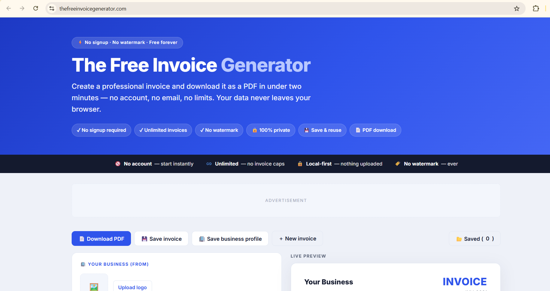 The Free Invoice Generator web app