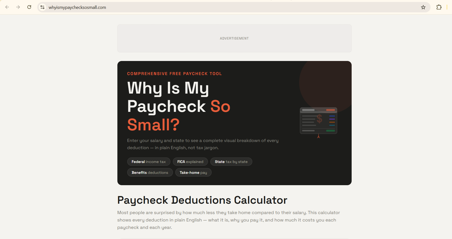 The Paycheck Deductions Calculator web app